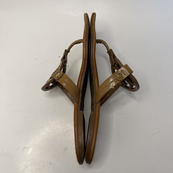 Tory Burch Miller Brown Leather Medallion Flip Flop Sandals Size 7.5 Classic - Picture 10 of 12